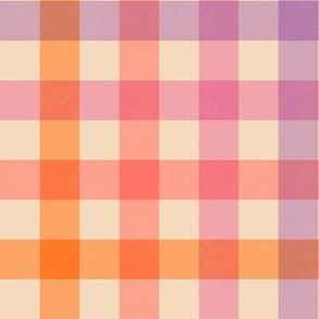 Pastel Farmhouse Gingham Checkerboard - Peach, Coral, Pink and Lavender