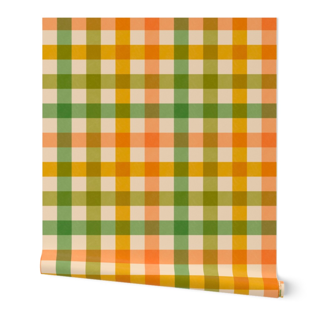 Farmhouse Gingham Checkerboard - Green, Olive, Yellow and Coral