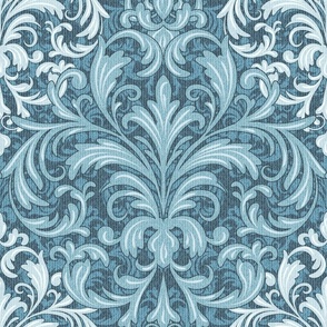 Rich Floral Damask Lagoon Blue (revisited)