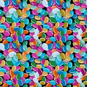 Colorful Candy Beans Teal on Black