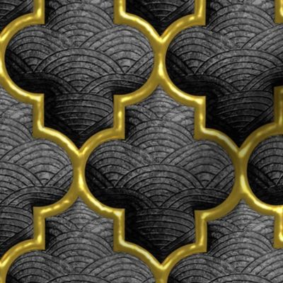 Luxe gold gray-black 3D trellis