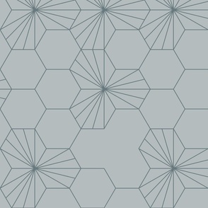 (L) Geometric flowers in a honeycomb -  slate gray light