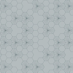 (M) Geometric flowers in a honeycomb -  slate gray light