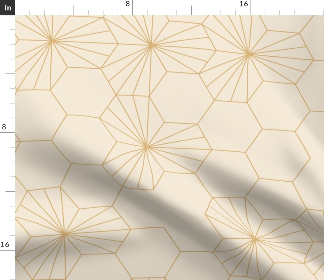 (L) Geometric flowers in a honeycomb - light honey