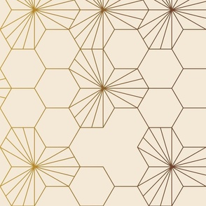 (L) Geometric flowers in a honeycomb - light honey and gradient colors