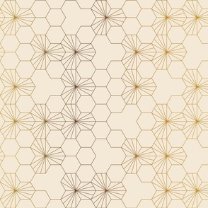 (M) Geometric flowers in a honeycomb - light honey and gradient colors