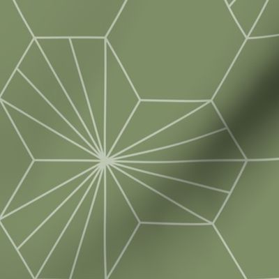 (L) Geometric flowers in a honeycomb -  sage green