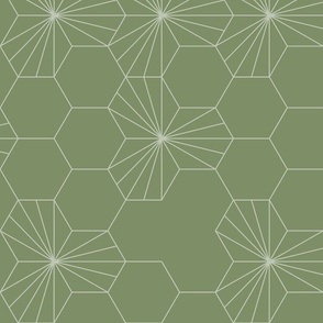 (L) Geometric flowers in a honeycomb -  sage green