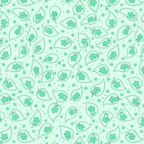 floral paisley ditsy spring green wallpaper scale
