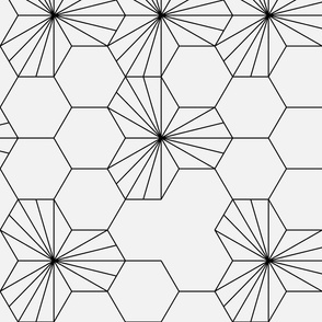 (L) Geometric flowers in a honeycomb - gray and black