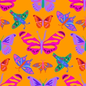 Rainbow Butterflies - Vivid Colorful Butterflies - Yellow - MD