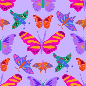 Rainbow Butterflies - Vivid Colorful Butterflies - Lavender - MD