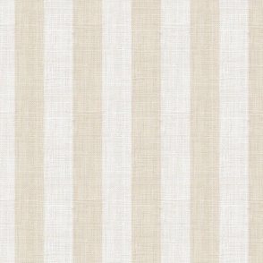 Distressed Woven Tan Brown Large Vertical Stripes Nursery Boys Country Cottage Linen Giant Ivory