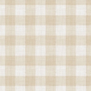 Distressed Woven Tan Brown Large Checkered Buffalo Plaid Giant Gingham Nursery Boys Country Ivory