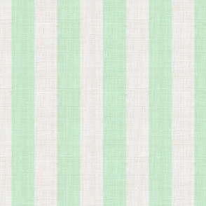 Distressed Woven Pastel Mint Green Large Vertical Stripes Nursery Boys Country Cottage Linen Giant Ivory