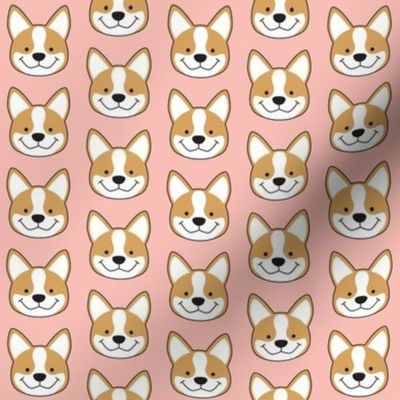 tiny corgi faces on pink