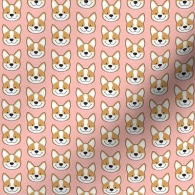 teeny tiny corgi faces on pink