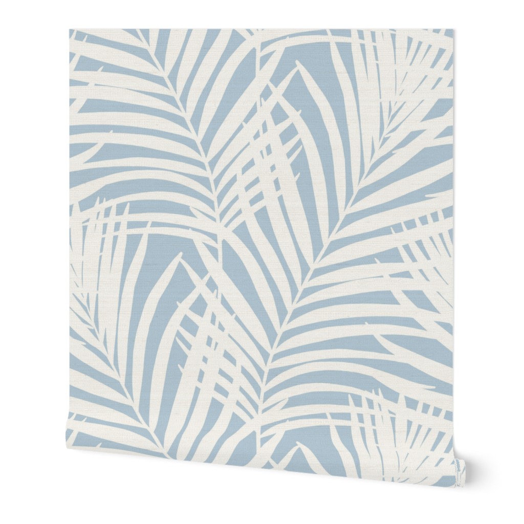 Coastal Palm Leaves - Air Blue 1