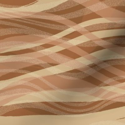 (l) desert sand dunes – wavy lines | warm earth tones of gold rust copper sienna brown | large scale