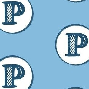 P Blue Monogram Capital Letter