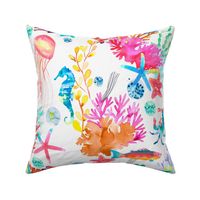 Sea creatures Multicolor white