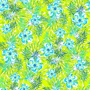 Neon Tropical Hibiscus in Lime Green by Jac Slade