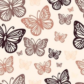Graceful monochrome line art neutral butterfly