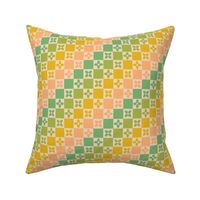 Scandinavian Checkered Florals - Green, Olive, Yellow and peach