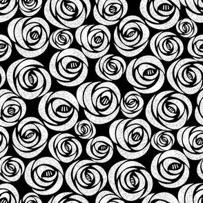 *Metallic* Gold or Silver Art Deco Charles Rennie Mackintosh Rose Garden on Black - Optimized for Metallic Wallpaper