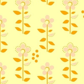 yellow retro sixties floral solid pattern