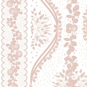 Bygone Times Eucalyptus Dandelion Panel Floral, Rose Gold on White, Large