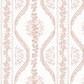 Bygone Times Eucalyptus Dandelion Panel Floral, Rose Gold on White, Medium