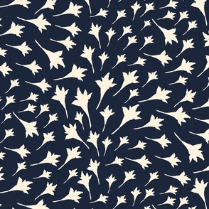 Floral wallpaper - cream and navy