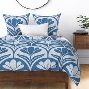 Floral Scallop - Blue - Large