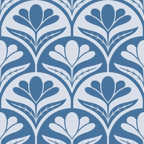 Floral Scallop - Blue - Medium