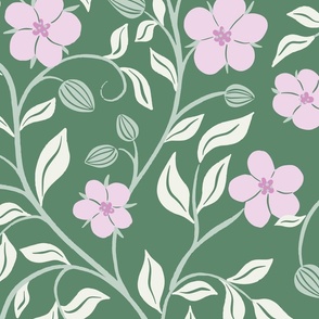 [JUMBO] Scarlet Pimpernel Spring English Florals and Buds - Lilac and Green #P250061a1