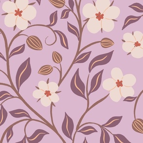 [JUMBO] Scarlet Pimpernel Spring English Florals and Buds - Lilac Lavender and Plum #P250061a4