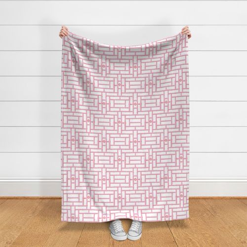 bamboo trellis - pink on white  - medium