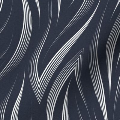 *Metallic* Gossamer Feathered Waves on Prussian Blue Suede - Coordinate - Optimized for Metallic Wallpaper