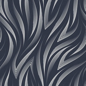*Metallic* Gossamer Feathered Waves on Prussian Blue Suede - Coordinate - Optimized for Metallic Wallpaper