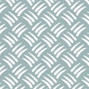 Basket weave boho white and teal grey green