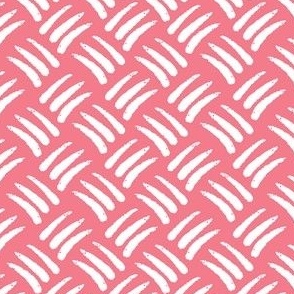 Basket weave boho bright pink and white