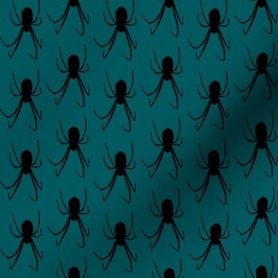 spiders on blue