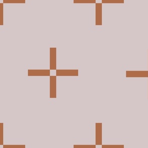 jumbo // Classic Plus Signs Geometric Terracotta Orange on Blush Pink Crosses // 24"