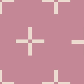 jumbo // Classic Plus Signs Geometric Cream Crosses on Rose Pink // 24"