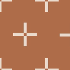 jumbo // Classic Plus Signs Geometric Cream Crosses on Terracotta Orange // 24"
