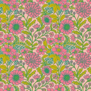 M size Pink and green flower pattern