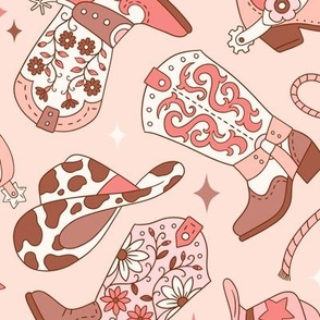 Large Scale / Cowboy Boots / Peach Background