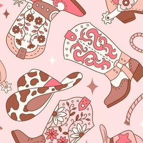 Large Scale / Cowboy Boots / Light Pink Background