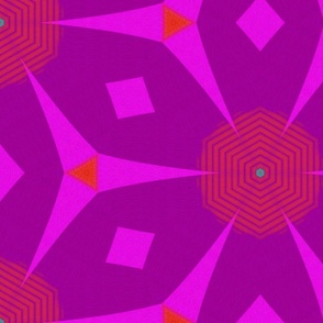 Vibrant pink purple and orange geometric flower 